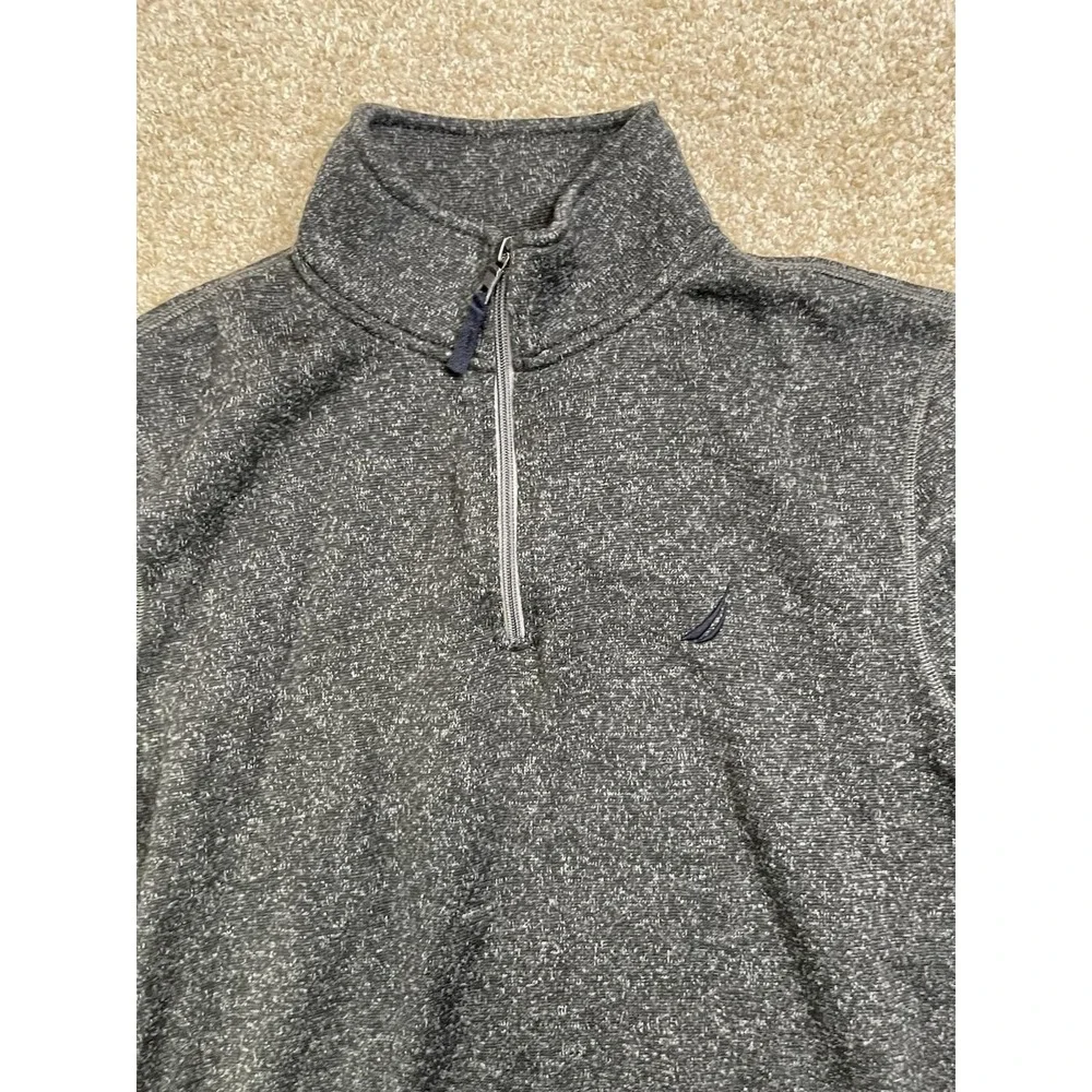 Nautica Navy Gray 1/4 Zip Fleece Men's Size L